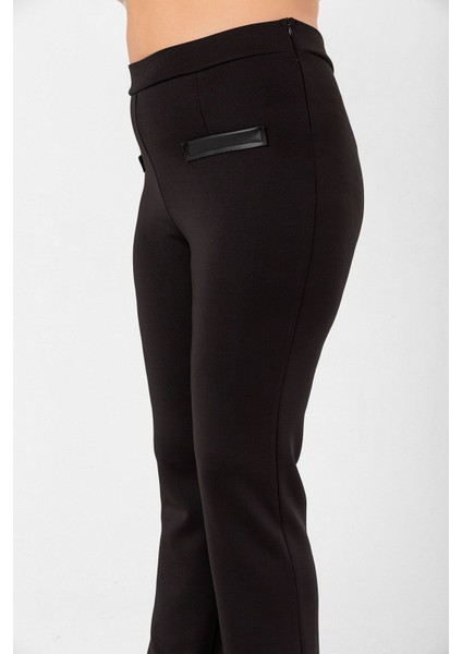 Büyük Beden Flato Cepli Cigarette Scuba Pantolon