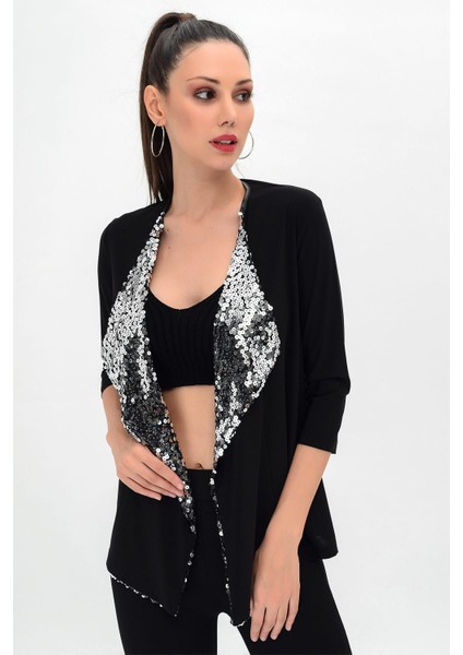 Kadın Pul Payet Detay Hırka