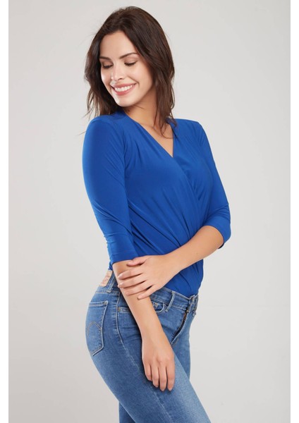 Alttan Çıtçıtlı Kruvaze Yaka Truvakar Kol Bluz & Body fiyatları