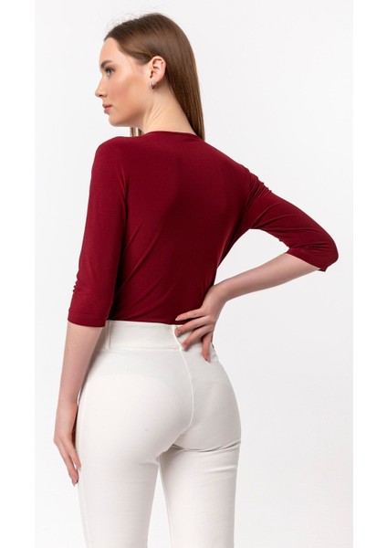 Alttan Çıtçıtlı Kruvaze Yaka Truvakar Kol Bluz & Body indirimleri