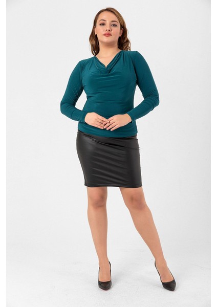 Büyük Beden Degaje Yaka Bluz modelleri