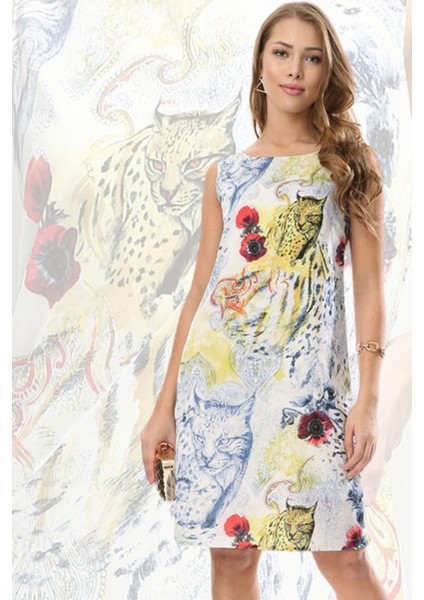 Leopar Kedi Desen Rahat Kesim Elbise Gündüz & Gece fiyatları