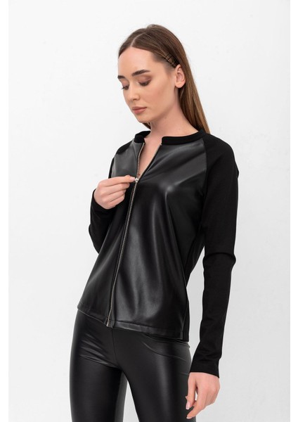 Fermuarlı Suni Kalın Deri Detay Ceket & Hırka fiyatları