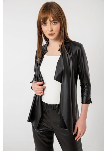 Şal Yaka Agraflı Truvakar Kol Ince Suni Deri Hırka fiyatları