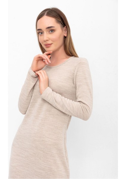 Bisiklet Yaka Yırtmaçlı Uzun Triko Elbise indirimleri