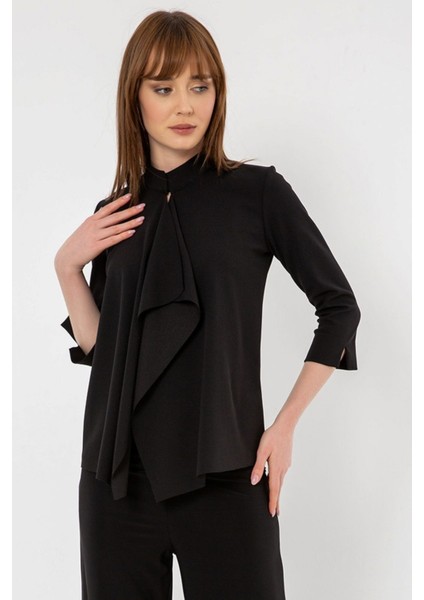 Şal Yaka Krep Agraflı Truvakar Kol Hırka