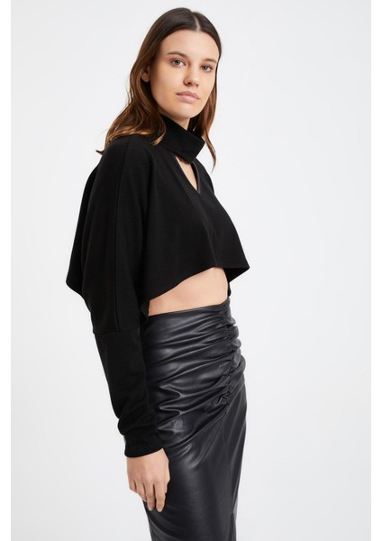 Kadın Yaka Detay Triko Crop Bolero modelleri