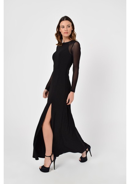 Kadın Yırtmaç ve Tül Detay Elbise fiyatları