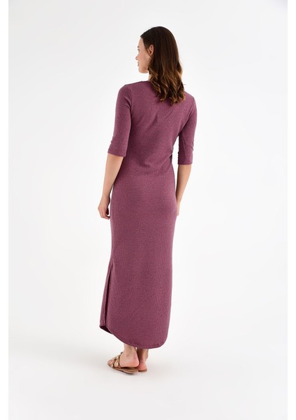 Kadın Yırtmaç Detay Balerin Yaka Elbise fiyatları