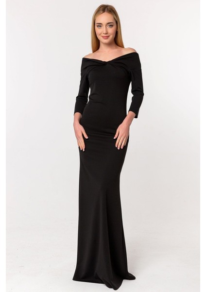 Madonna Burgu Yaka Scuba Krep Abiye Balık Elbise fırsatları