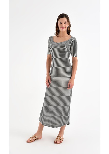 Kadın - Yırtmaç Detay Balerin Yaka Elbise fırsatları