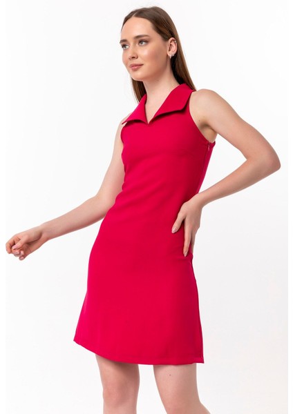 Gömlek Yaka Detaylı Mini Elbise