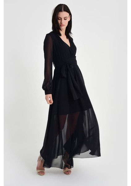 Kadın Kruvaze Yaka Şifon Elbise fiyatları