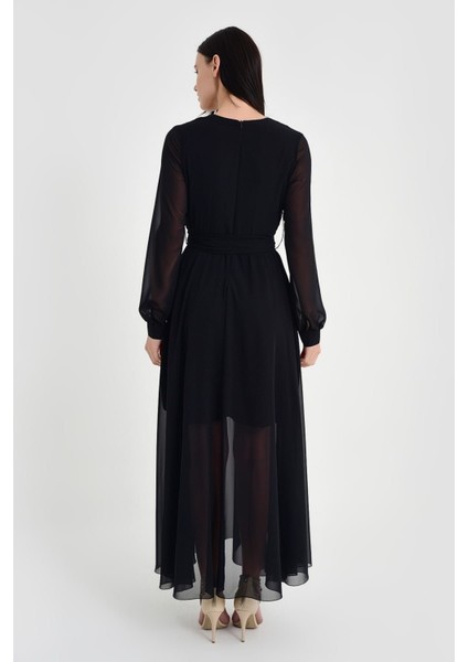 Kadın Kruvaze Yaka Şifon Elbise fırsatları