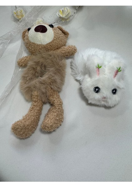 Kız Çocuk Peluş Ayıcık Figürlü Toka Seti