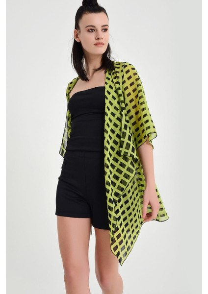 Kadın Desenli Şifon Kimono