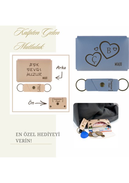 Sarı Renk, Benzersiz Tasarım, Hediye Cüzdan ve Anahtarlık Takımı, Çok Sevdiğine Unutulmaz Hatıra
