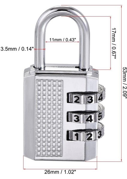 20 mm. Şifreli Valiz Kilidi - Seyahat Bavul Kilidi - Çanta Kilidi - Asma Kilit - Şifreli Seyahat Kilidi - Dolap Kilidi - Şifreli Kilit - Padlock