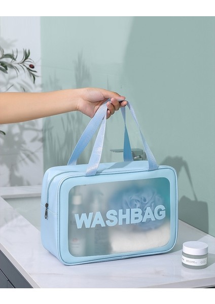 3'lü Kişisel Bakım Çantası - Şeffaf Su Geçirmez Makyaj Çantası - Waterproof Kozmetik Çantası - Şeffaf Kozmetik Çantası (S-M-L)