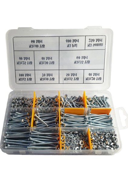 1110 Parça M3 Ysb Civata+Somun+Pul Seti (M3 Ysb Vida Seti) fiyatları