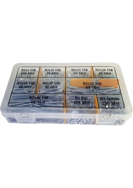 1110 Parça M3 Ysb Civata+Somun+Pul Seti (M3 Ysb Vida Seti) modelleri