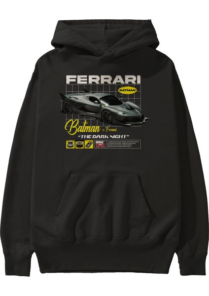 Batman x Ferrarı Ön Baskılı Hoodie Oversize Kapüşonlu Sweatshirt Erkek Kadın Unisex fiyatları