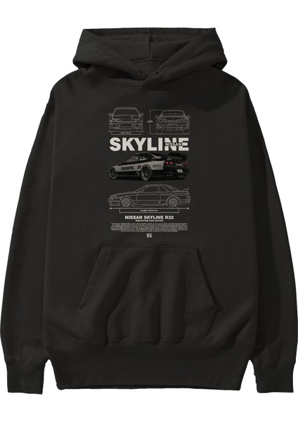 Nissan R32 Skyline Ön Baskılı Hoodie Oversize Kapüşonlu Sweatshirt Erkek Kadın Unisex fiyatları