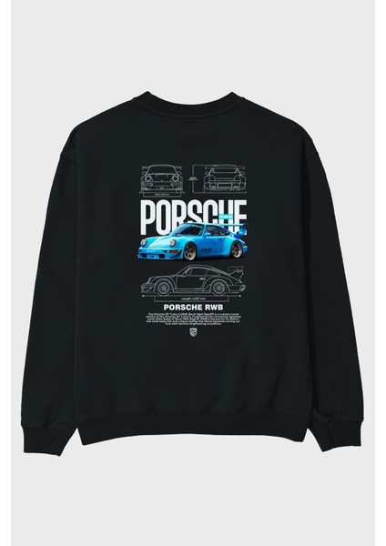 Porsche 911 Turbo S Rwb Arka Baskılı Anime Oversize Sweatshirt Erkek Kadın Unisex