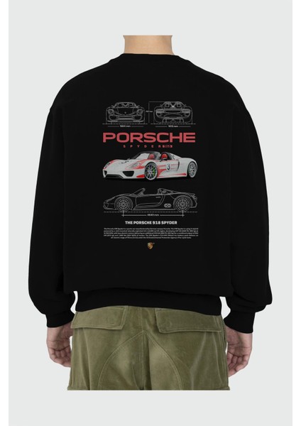 Porsche 918 Spyder 1 Arka Baskılı Anime Oversize Sweatshirt Erkek Kadın Unisex fiyatları