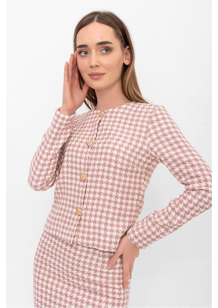 Dokulu Kısa Blazer Ceket & Hırka