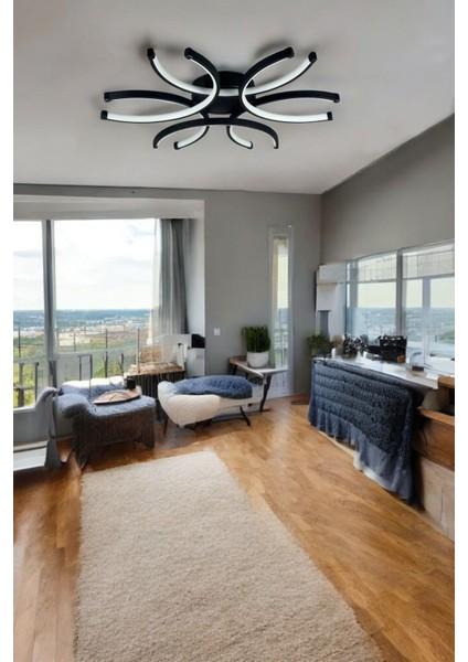 Levora modern tasarım - salon - mutfak - yatak odası siyah renk beyaz ışıklı led avize modelleri