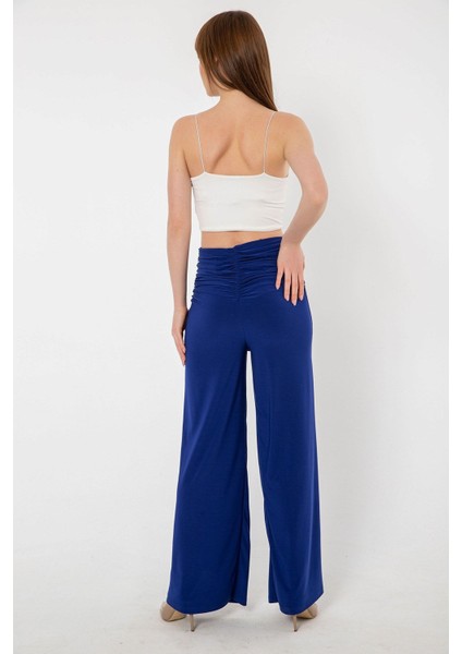 Korsaj Kısmı Büzgü Detaylı Bol Paça Yüksek Bel Pantolon indirimleri