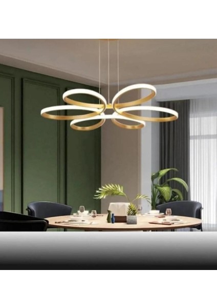 Stella modern ledli gold spor avize beyaz ışık salon mutfak yatak odası avizesi