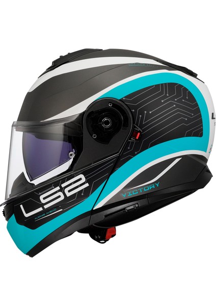 Strobe 2 Vıctory Çene Açılır Motosiklet Kaskı Tıtanıum-Beyaz-Metal Mavi
