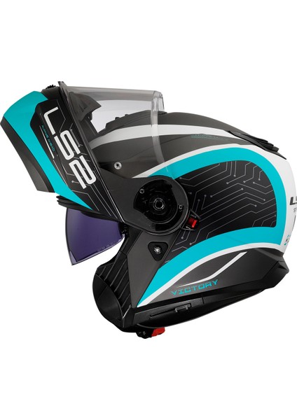 Strobe 2 Vıctory Çene Açılır Motosiklet Kaskı Tıtanıum-Beyaz-Metal Mavi modelleri