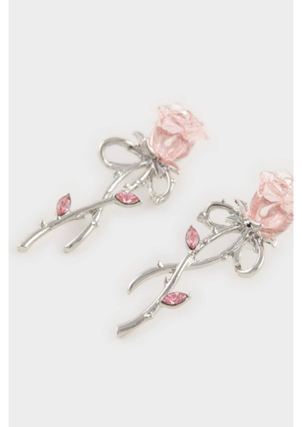 Kadın Silver Detaylı Gül Desenli Küpe E4037AXNS fiyatları