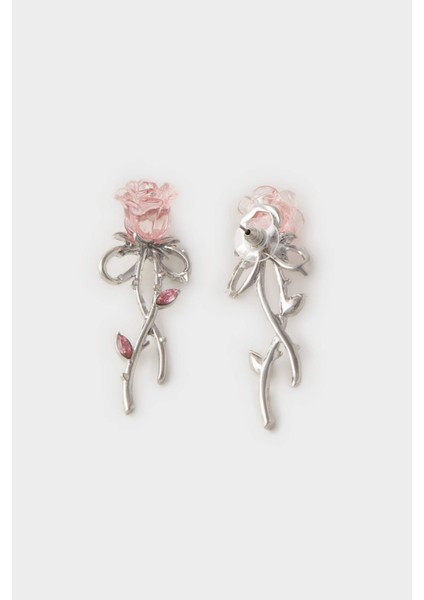 Kadın Silver Detaylı Gül Desenli Küpe E4037AXNS modelleri