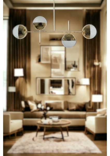 Çello modern tasarım metal gold renk cafe - salon - mutfak – yatak odası – led 4'lü avize