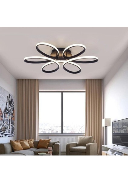 Papatya modern tasarım yatak odası - salon - mutfak siyah renk gün ışığı ve beyaz led avize