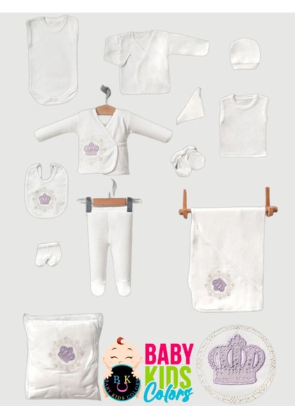 Hastahane Çıkışı Nakışlı Taşlı 11'li Yeni Doğan Zıbın Set