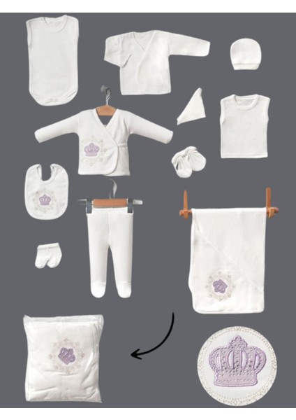 Hastahane Çıkışı Nakışlı Taşlı 11'li Yeni Doğan Zıbın Set indirimleri