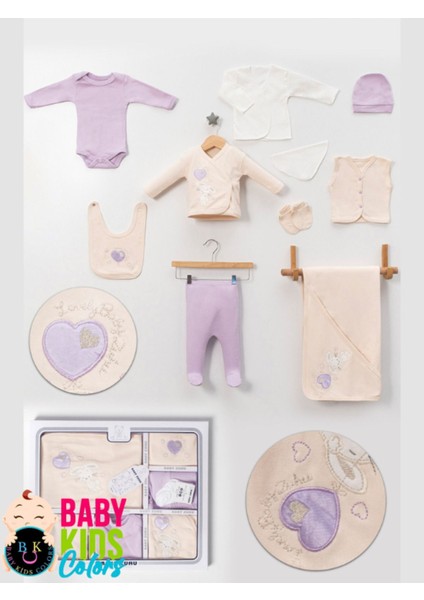 Lüks Tavşan Nakışlı Yeni Doğan Hastane Çıkış 10'lu Zıbın Seti (Kutulu)