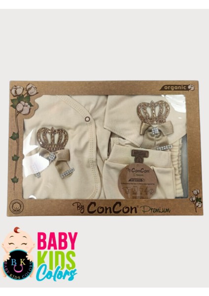 5 Parça Kutulu Sertifikalı Organik Saf Pamuklu Sevimli Hastane Çıkışı Set