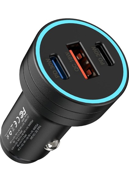 60W Pd Süper Hızlı Şarj Araç Içi Çakmaklık Şarj Aleti 2x Type-C 60W Pd 1x Usb3.0 18W