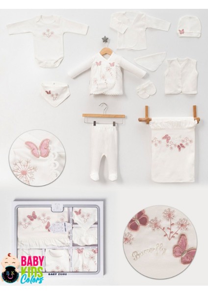 Lüks Kelebek Yeni Doğan Hastane Çıkış 10'lu Zıbın Seti (Kutulu)