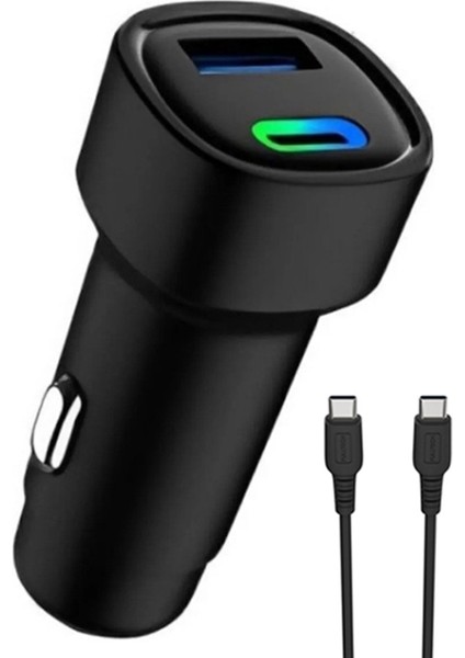 48W Pd Araç Içi Çakmaklık Hızlı Şarj Aleti 1x Type-C 30W Pd 1x Usb3.0 18W (Kablo Dahildir)