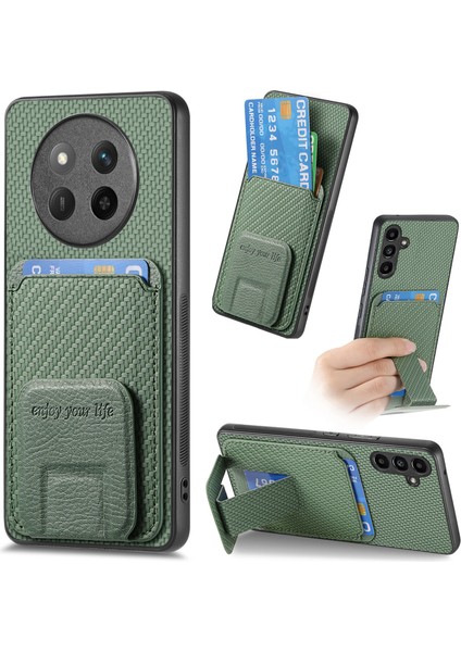 Honor Magic7 Lite 5g Kart Tutucu Karbon Fiber Doku Deri Kaplamalı Tpu Telefon Kapağı (Yurt Dışından)