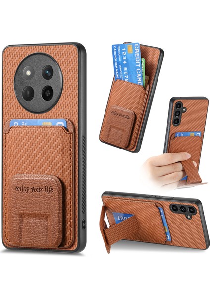 Honor Magic7 Lite 5g Kart Tutucu Karbon Fiber Doku Deri Kaplamalı Tpu Telefon Kapağı (Yurt Dışından)