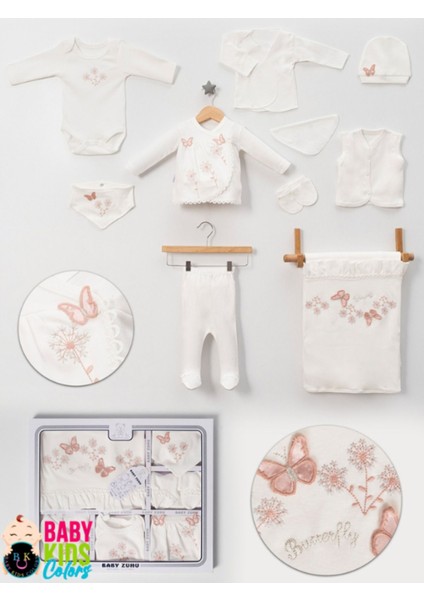 Lüks Kelebek Yeni Doğan Hastane Çıkış 10'lu Zıbın Seti (Kutulu)