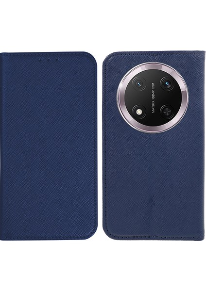 Honor Magic7 Lite 5g Çapraz Doku Deri Telefon Kapağı Gizli Manyetik (Yurt Dışından)